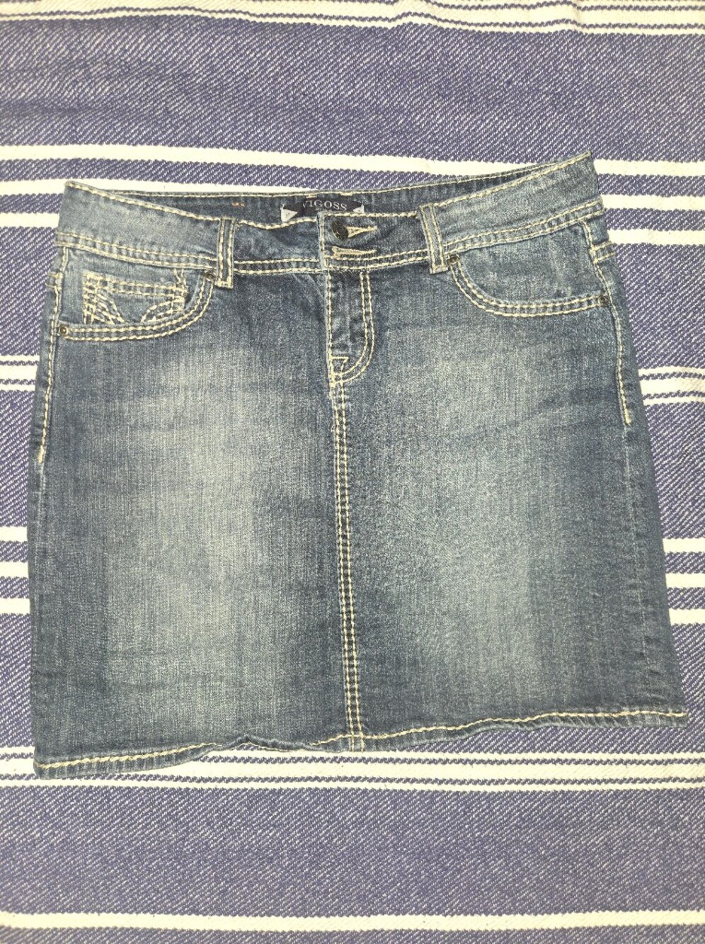 Vigoss Washed Blue Denim Mini Skirt